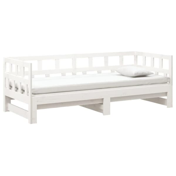 vidaXL daybed med udtræk 2x(90x200) cm massivt fyrretræ hvid
