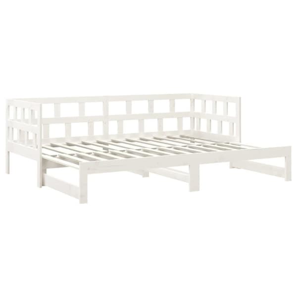 vidaXL daybed med udtræk 2x(90x200) cm massivt fyrretræ hvid