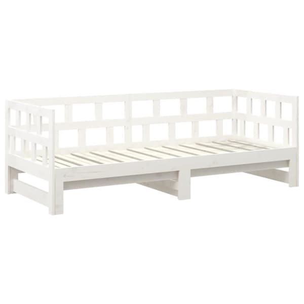 vidaXL daybed med udtræk 2x(90x200) cm massivt fyrretræ hvid