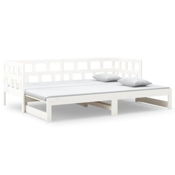 vidaXL daybed med udtræk 2x(90x200) cm massivt fyrretræ hvid