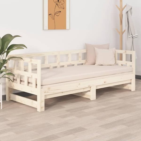 vidaXL Päivävuode ulosvedettävä täysi mänty 2x (90x200) cm