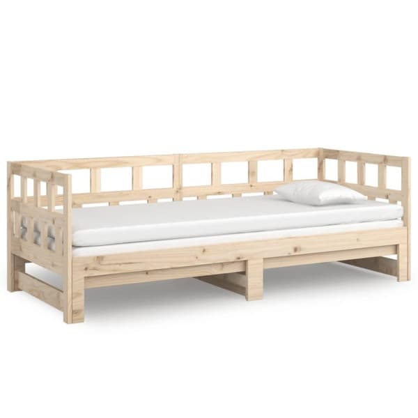 vidaXL Dagbädd utdragbar massiv furu 2x(90x200) cm
