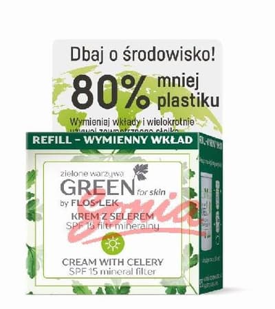 FLOSLEK_Green For Skin Zielone Warzywa krem z selerem na dzień SPF15 filtr mineralny Refill 50ml