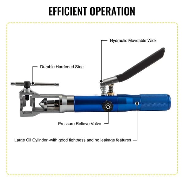 2 i 1 manuellt hydrauliskt expander- och utvidgningsverktyg med 8 Dies och förvaringslåda, ergonomisk, effektivt, lättanvänd