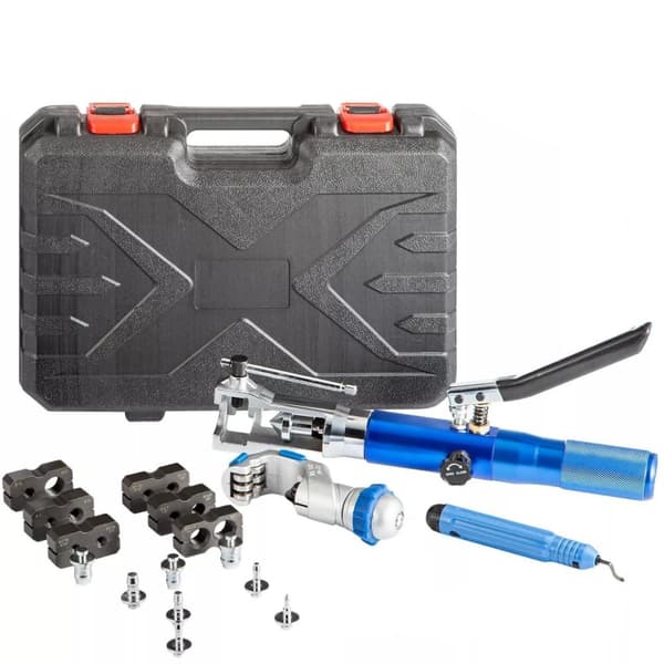 2 i 1 manuellt hydrauliskt expander- och utvidgningsverktyg med 8 Dies och förvaringslåda, ergonomisk, effektivt, lättanvänd
