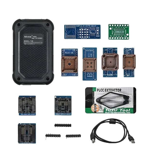 XGecu T48 Programmer, Stöder Flera Enheter, USB2.0 Gränssnitt, Låg Strömförbrukning,T48 10 Adaptrar