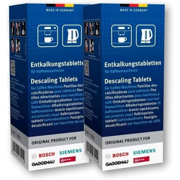 Kartong innehållande 6 Bosch avkalkningstabletter för kaffemaskin och vattenkokare 00311864