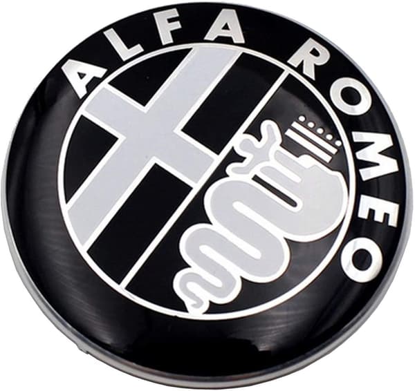 2X Black 74mm Alfa Romeo Hood Hood Luggage Emblem