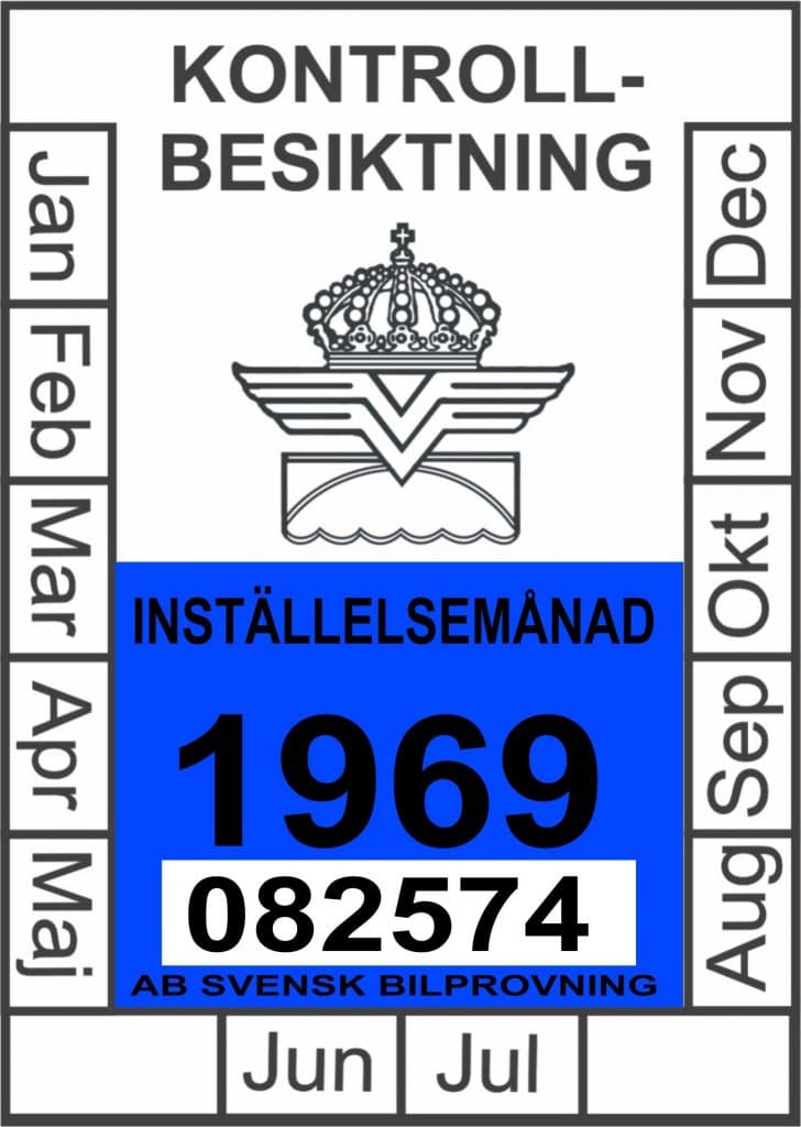 Kontrollbesiktings märke 1969 Dekal
