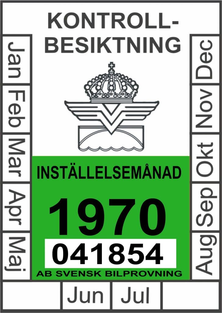 Kontrollbesiktings märke 1970 Dekal