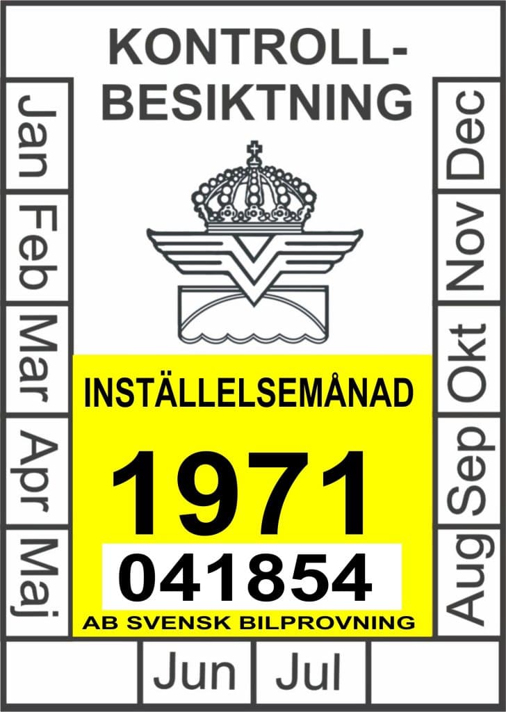 Kontrollbesiktings märke 1971 Dekal
