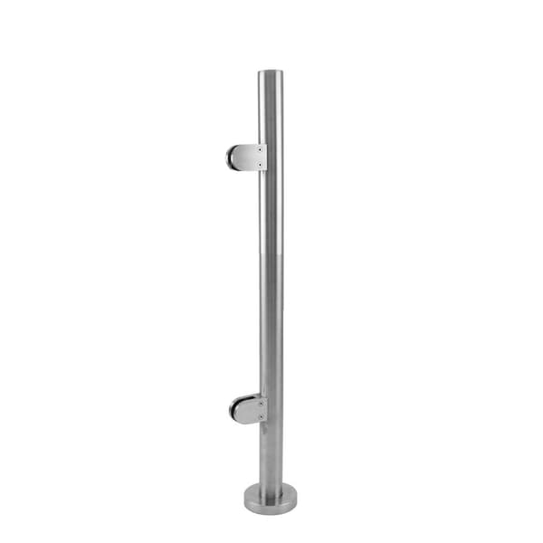 93 cm Ändstolpe Balustrade i Rostfritt Stål För Glasskivor Glasklämmor Inomhus Utomhus Slutstolpe Balkong Räcke Staket Stolpe Glasstaket 17 x 12 x 93