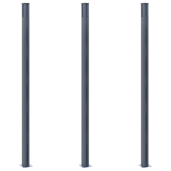 hegnspæle 3 stk. 185 cm aluminium mørkegrå