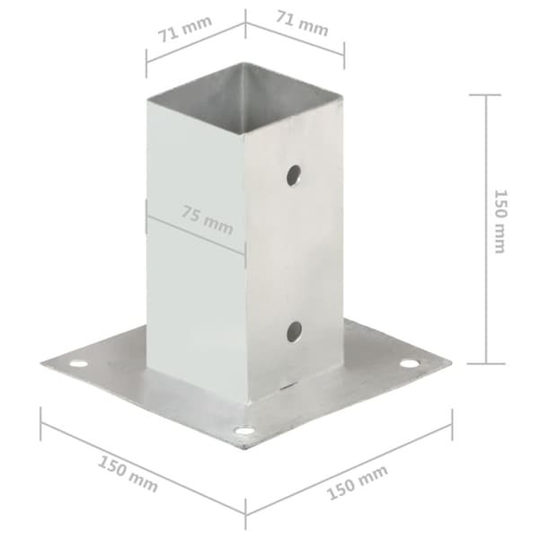 vidaXL Aitatolpan jalat 4 kpl galvanoitua metallia 71 mm -  Aitatolpat