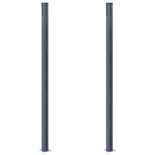 vidaXL hegnspæle 2 stk. 185 cm aluminium mørkegrå -  Hegnspæle