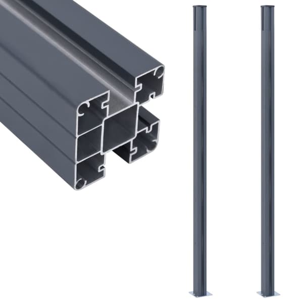 vidaXL hegnspæle 2 stk. 185 cm aluminium mørkegrå -  Hegnspæle