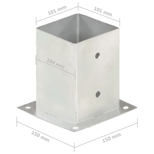 vidaXL stolpefod 4 stk. 101 mm galvaniseret metal -  Hegnspæle