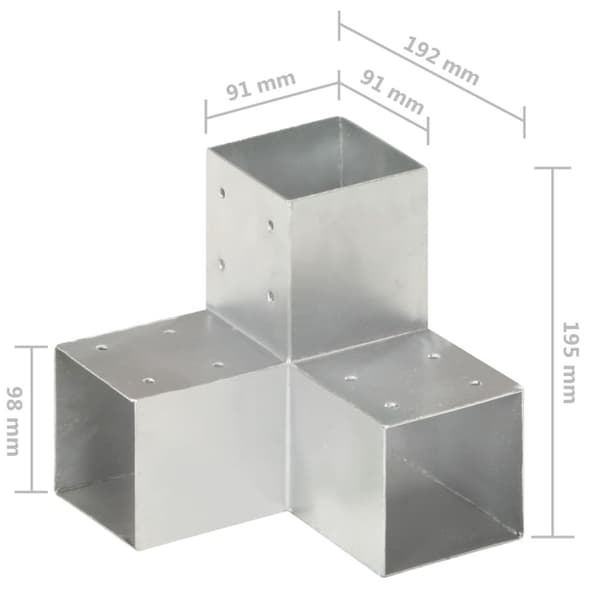 vidaXL stolpebeslag Y-form 91x91 mm galvaniseret metal -  Hegnspæle