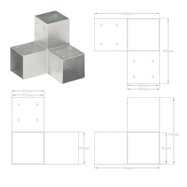 vidaXL stolpebeslag Y-form 91x91 mm galvaniseret metal -  Hegnspæle