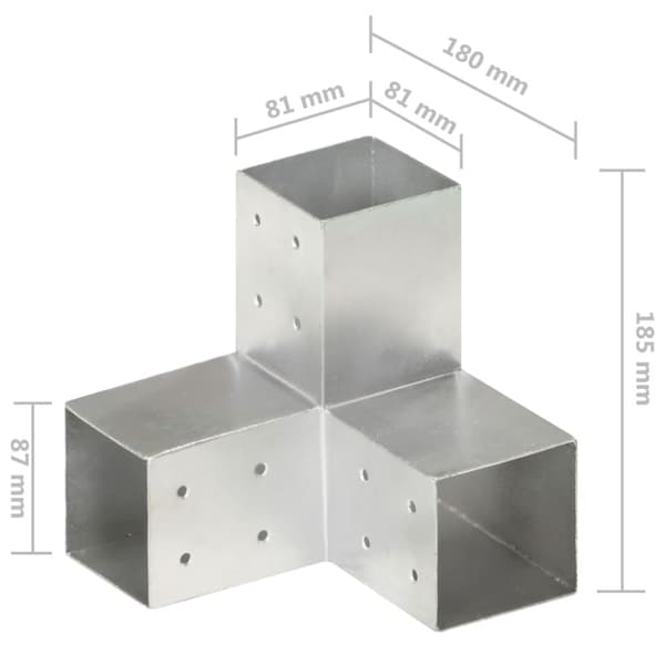 vidaXL stolpebeslag Y-form 81x81 mm galvaniseret metal -  Hegnspæle