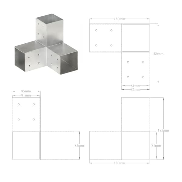 vidaXL stolpebeslag Y-form 81x81 mm galvaniseret metal -  Hegnspæle