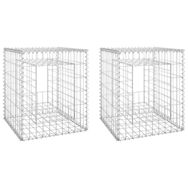 vidaXL Gabionkorgar 2 st stolpformade 50x50x60 cm järn -  Staketstolpar