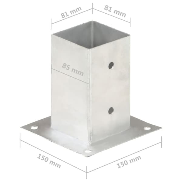 vidaXL stolpefod 4 stk. 81 mm galvaniseret metal -  Hegnspæle