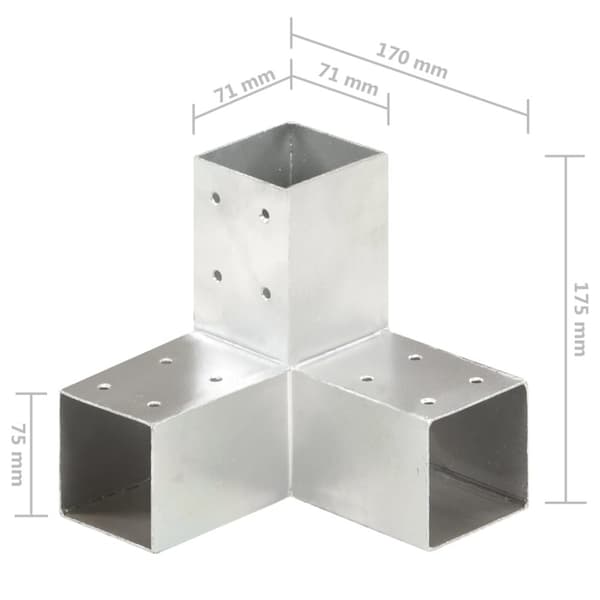 vidaXL Stolpbeslag Y-form galvaniserad metall 71x71 mm -  Staketstolpar