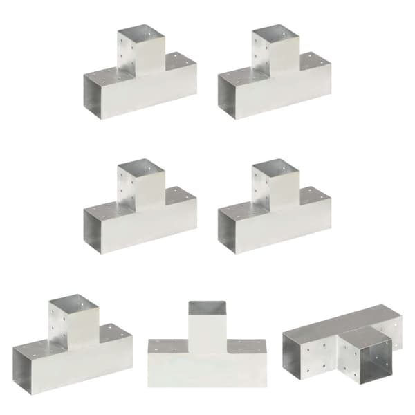 The Living Store stolpebeslag T-form 4 stk. 91x91 mm galvaniseret metal -  Hegnspæle