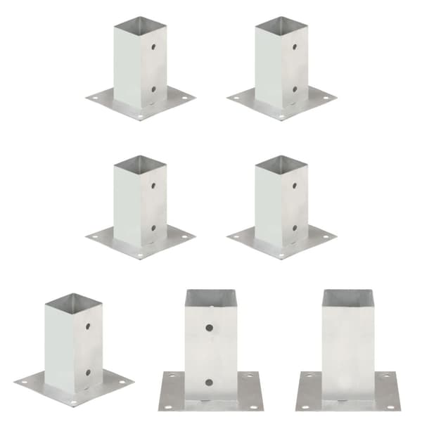 The Living Store stolpefod 4 stk. 71 mm galvaniseret metal -  Hegnspæle