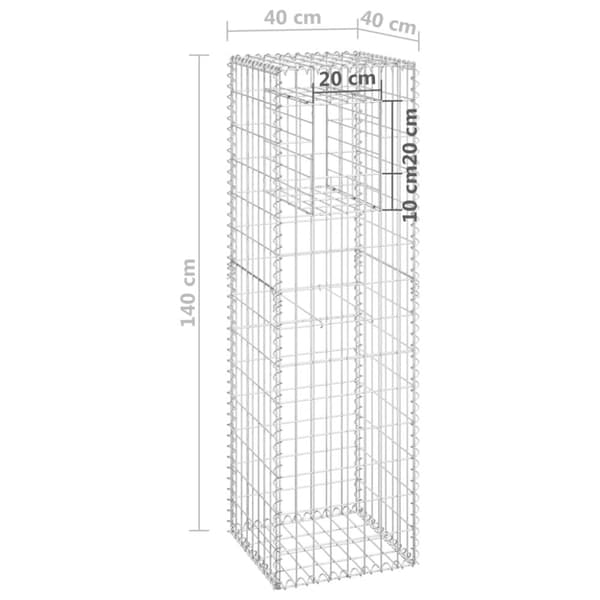 The Living Store gabionkurv 40x40x140 cm jern -  Hegnspæle