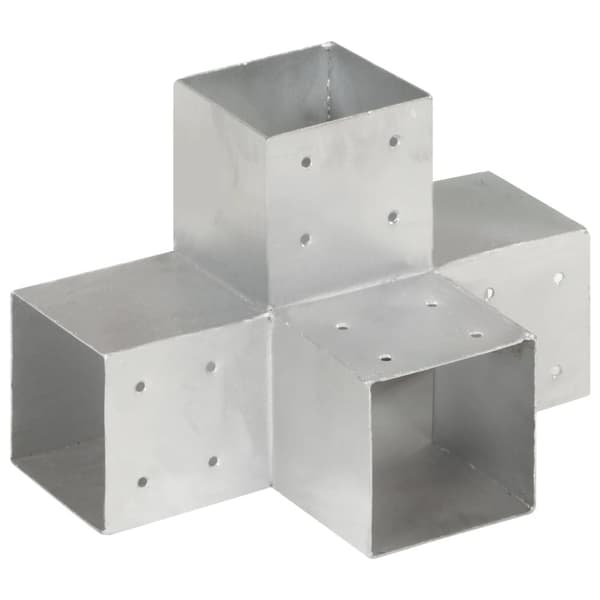 The Living Store stolpebeslag X-form 4 stk. 101x101 mm galvaniseret metal - Hegnspæle