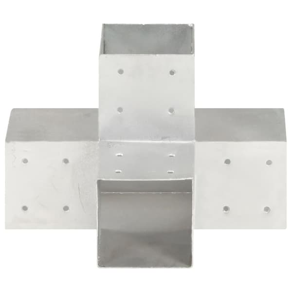 The Living Store stolpebeslag X-form 4 stk. 101x101 mm galvaniseret metal - Hegnspæle