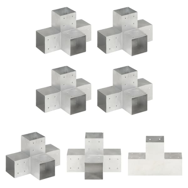 The Living Store stolpebeslag X-form 4 stk. 101x101 mm galvaniseret metal - Hegnspæle