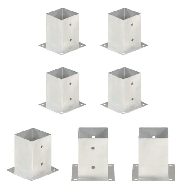 The Living Store stolpefod 4 stk. 101 mm galvaniseret metal -  Hegnspæle