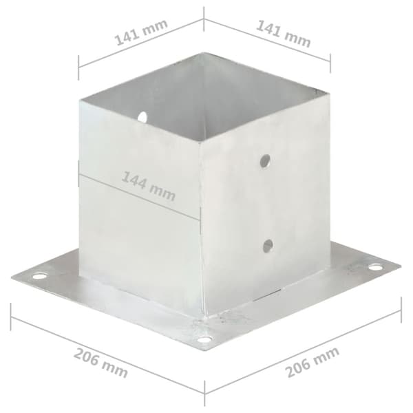 The Living Store stolpefod 4 stk. 141 mm galvaniseret metal - Hegnspæle