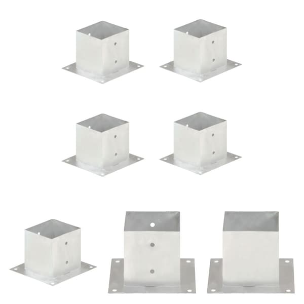 The Living Store stolpefod 4 stk. 141 mm galvaniseret metal - Hegnspæle