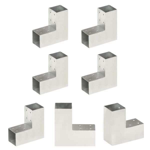 The Living Store stolpebeslag L-form 4 stk. 71x71 mm galvaniseret metal -  Hegnspæle