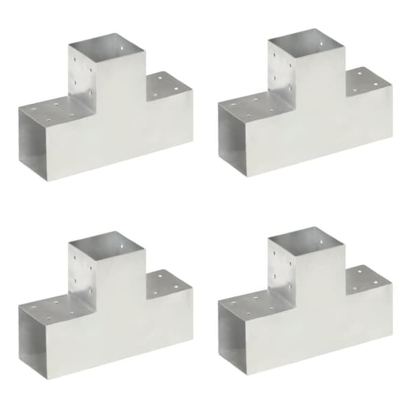 The Living Store Tolppaliittimet 4 kpl T-muoto galvanoitu metalli 101x101 mm - Aitatolpat