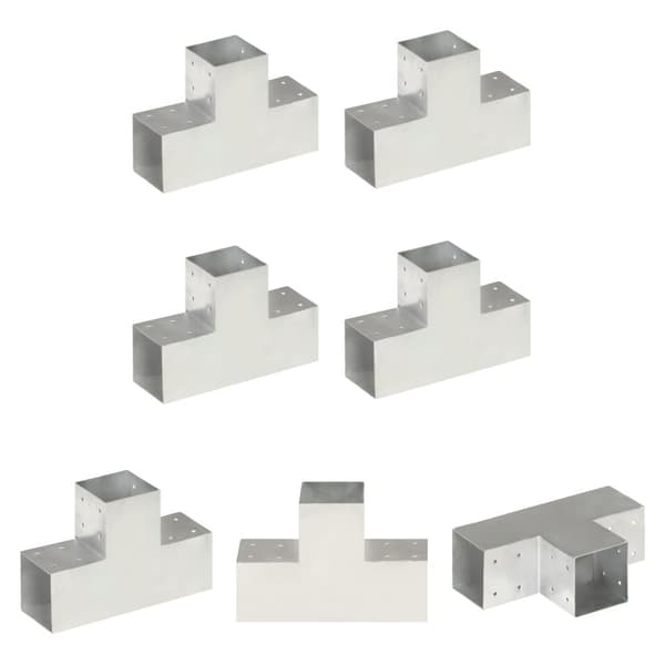 The Living Store Tolppaliittimet 4 kpl T-muoto galvanoitu metalli 101x101 mm - Aitatolpat