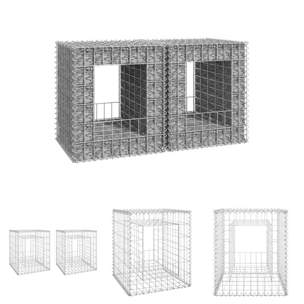 The Living Store Gabionkorgar 2 st stolpformade 50x50x60 cm järn -  Staketstolpar