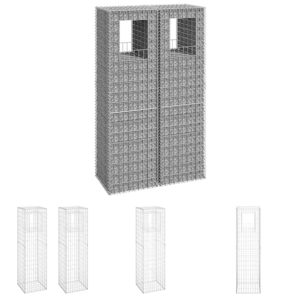 The Living Store gabionkurve 2 stk. 50x50x180 cm jern -  Hegnspæle