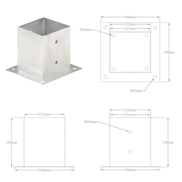 Aitatolpat - Living Aitatolpan jalat 4 kpl galvanoitua metallia 121 mm