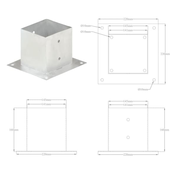 Aitatolpat - Living Aitatolpan jalat 4 kpl galvanoitua metallia 141 mm