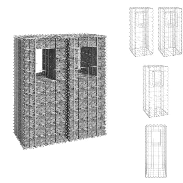 Staketstolpar - Living Gabionkorgar 2 st stolpformade 40x40x100 cm järn