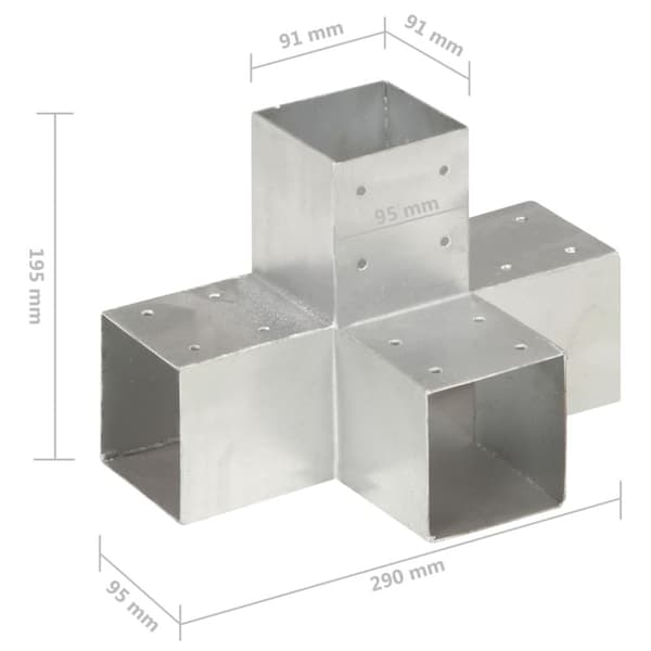 Aitatolpat - Living Tolppaliitin X-muoto galvanoitu metalli 91x91 mm