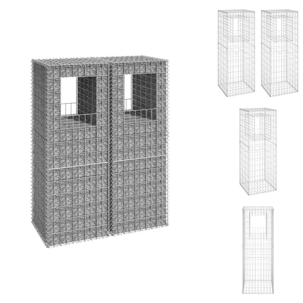 Hegnspæle - Living gabionkurve 2 stk. 50x50x140 cm jern