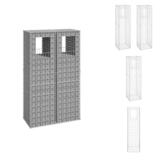 Hegnspæle - Living gabionkurve 2 stk. 50x50x180 cm jern