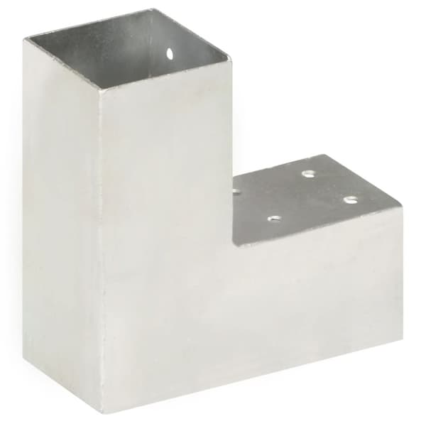 Tolppaliittimet 4 kpl L-muoto galvanoitu metalli 71x71 mm - Tolppaliitin - Tolppaliittimet - Home & Living
