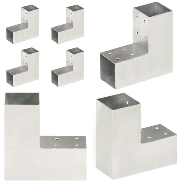 Tolppaliittimet 4 kpl L-muoto galvanoitu metalli 71x71 mm - Tolppaliitin - Tolppaliittimet - Home & Living